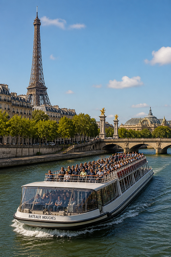 Cruzeiro no rio Sena passeio turístico em Paris