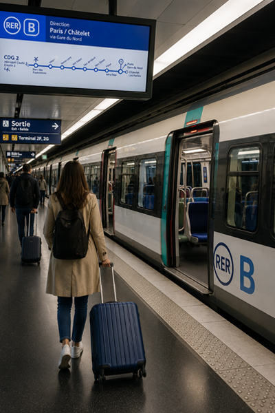 Trem RER B do aeroporto Charles de Gaulle para Paris
